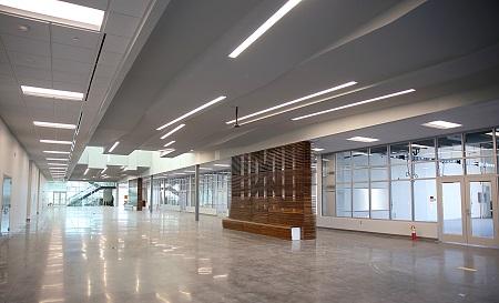 Classrooms and common areas in the CMTE 2.0, or Communiversity, are separated by glass so visitors will be able to view instruction as it is taking place.